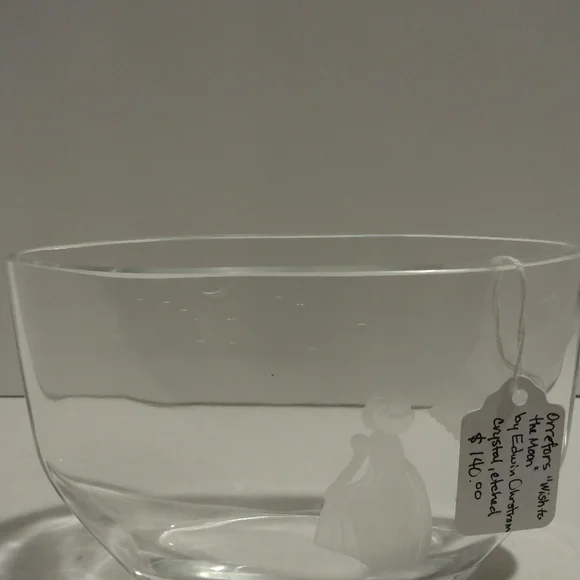 Orrefors Vtg etched crystal "Wish to the Moon"  by Edwin Ohrstrom - Picture 2 of 3
